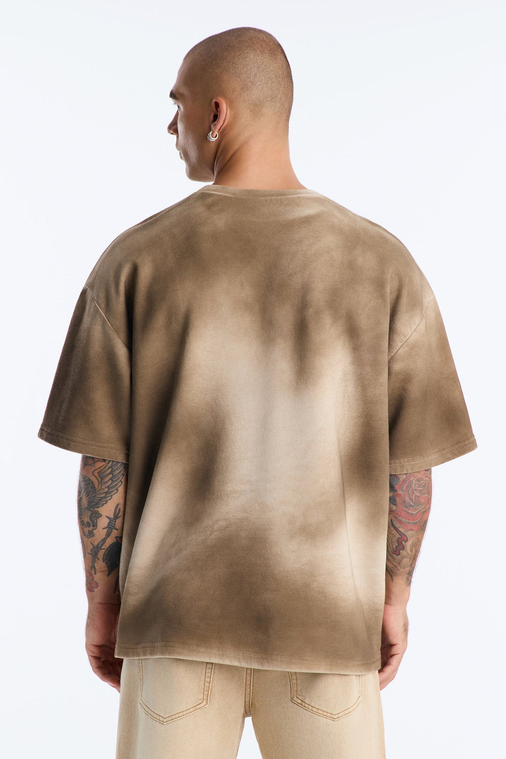 T-shirt en molleton oversize délavé Jay - Marron lavé