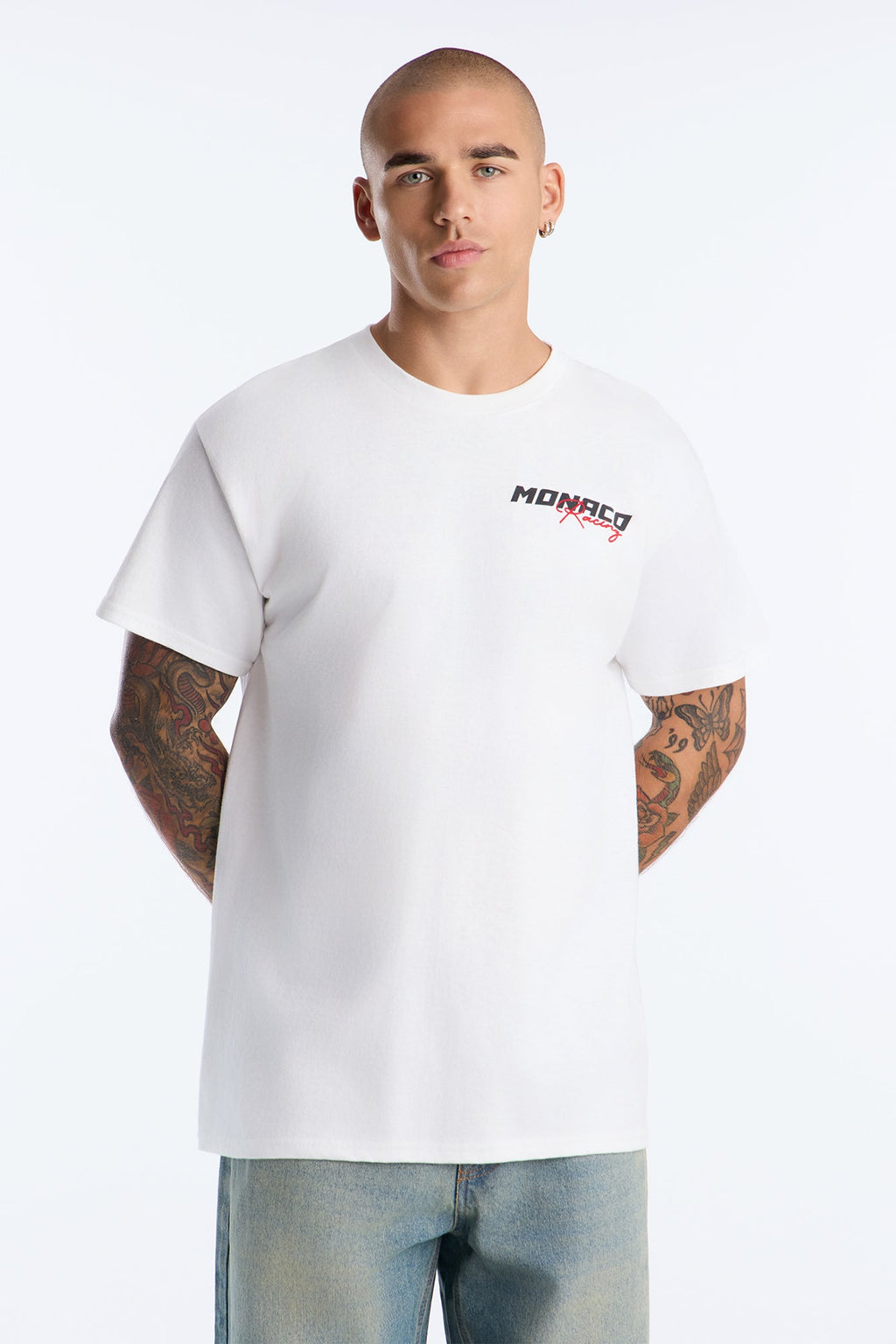 T-shirt amples à manches courtes Monaco Racing - Blanc