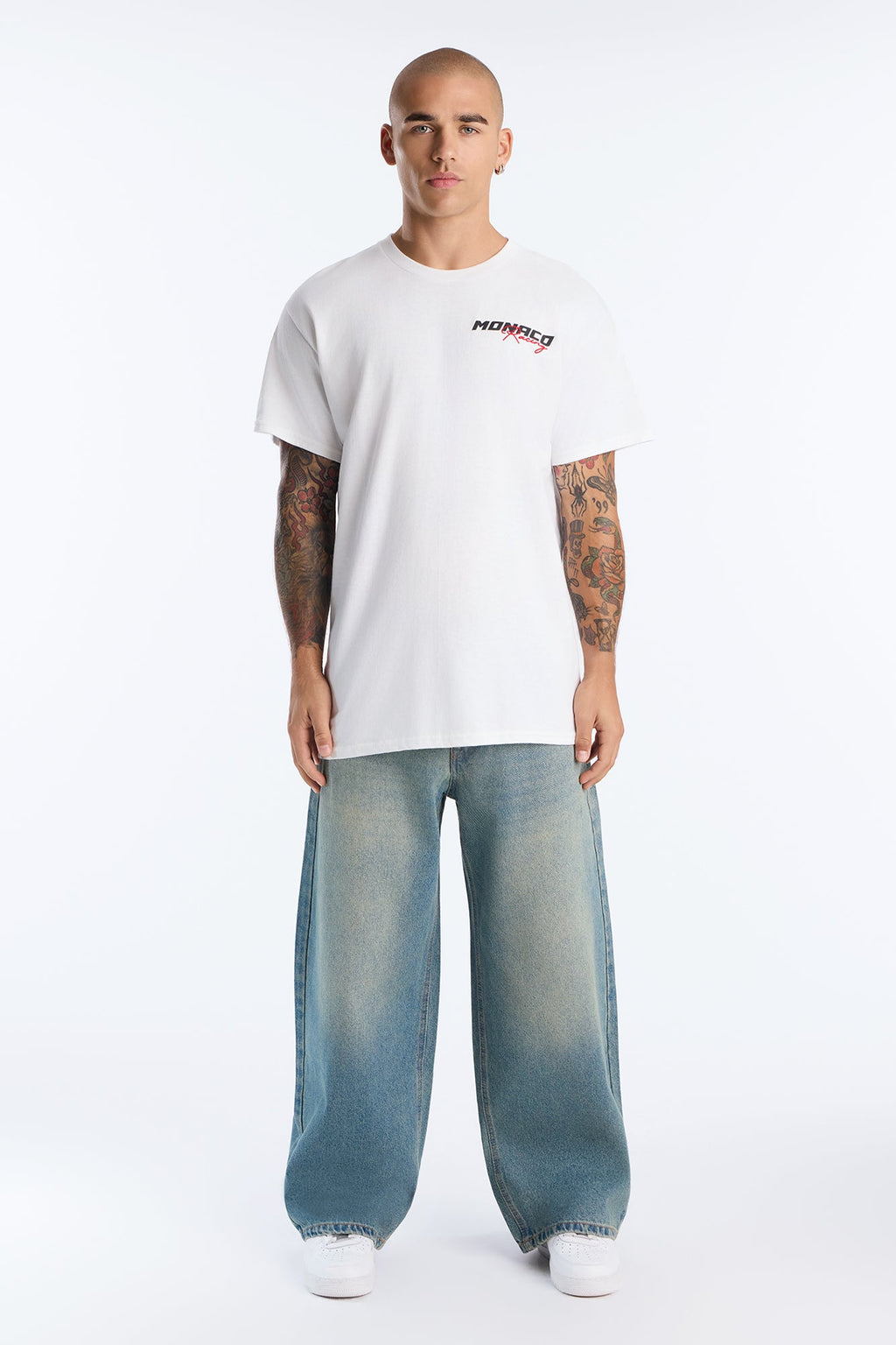 T-shirt amples à manches courtes Monaco Racing - Blanc