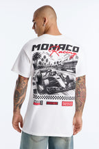 T-shirt amples à manches courtes Monaco Racing - Blanc