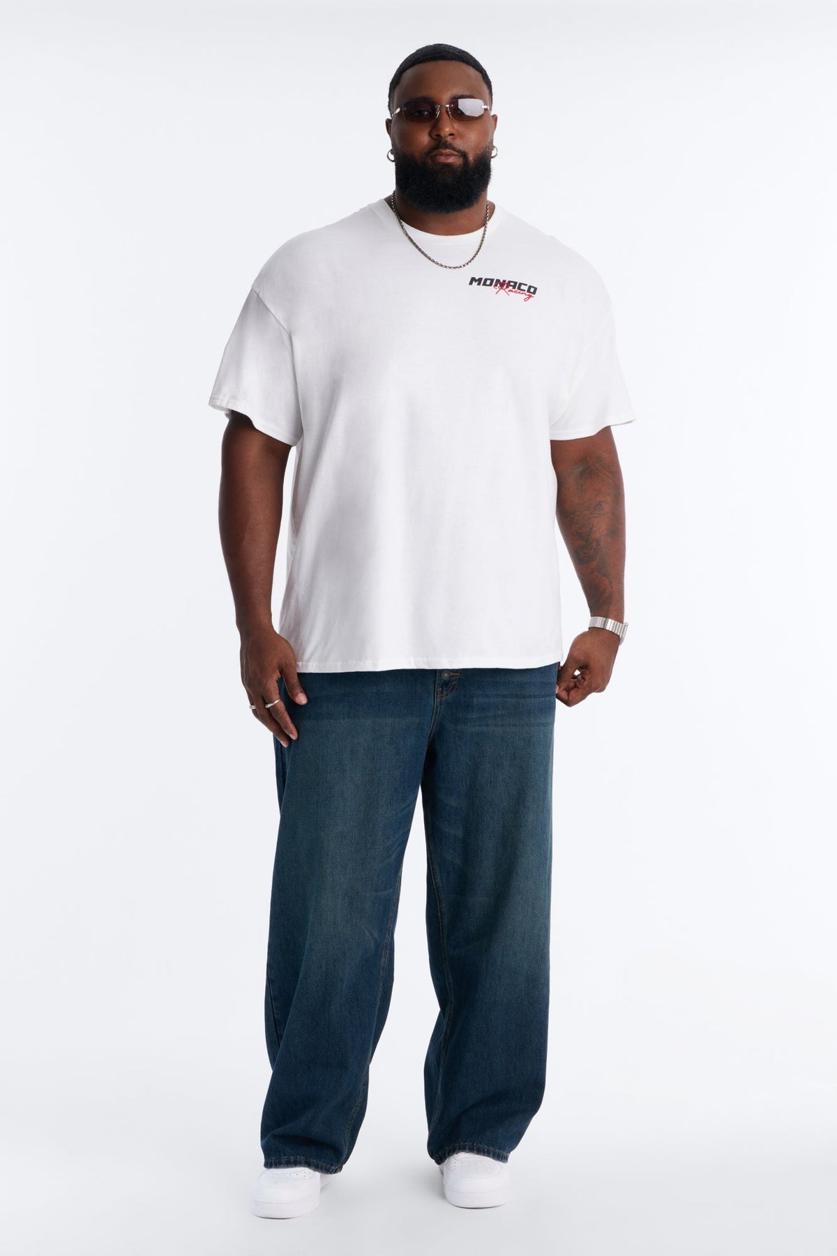 T-shirt amples à manches courtes Monaco Racing - Blanc