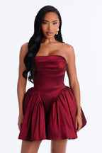 Mini-robe bustier en taffetas Alora - Lie de vin