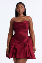 Mini-robe bustier en taffetas Alora - Lie de vin