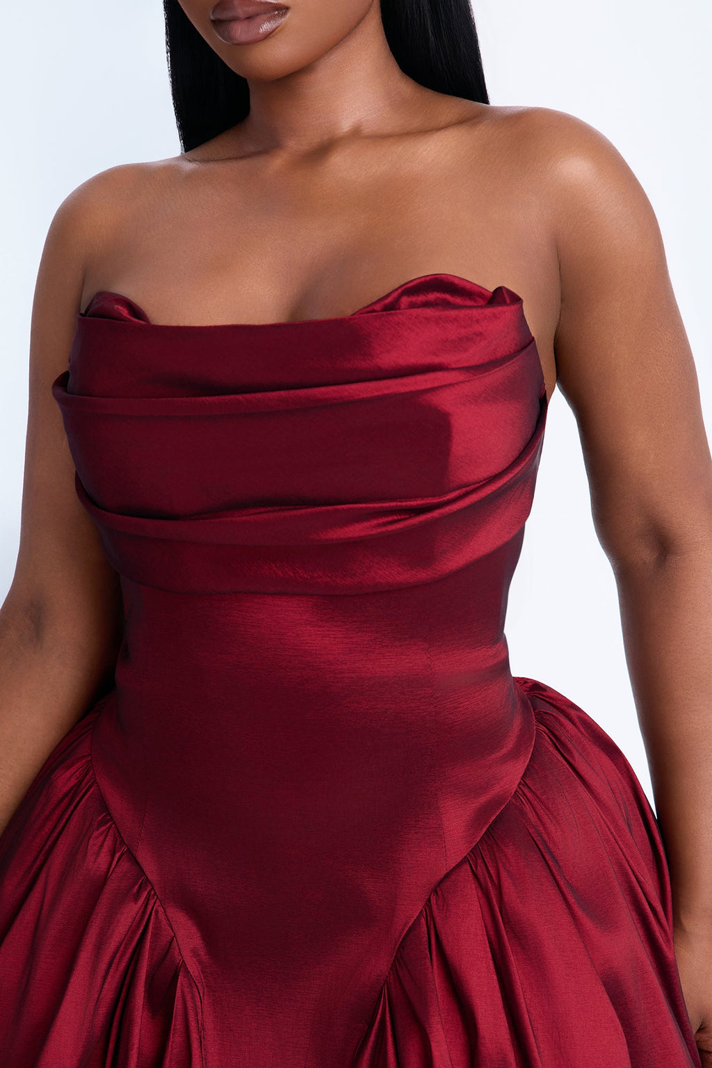Mini-robe bustier en taffetas Alora - Lie de vin