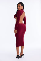 Robe midi moulante dos nu - Bordeaux