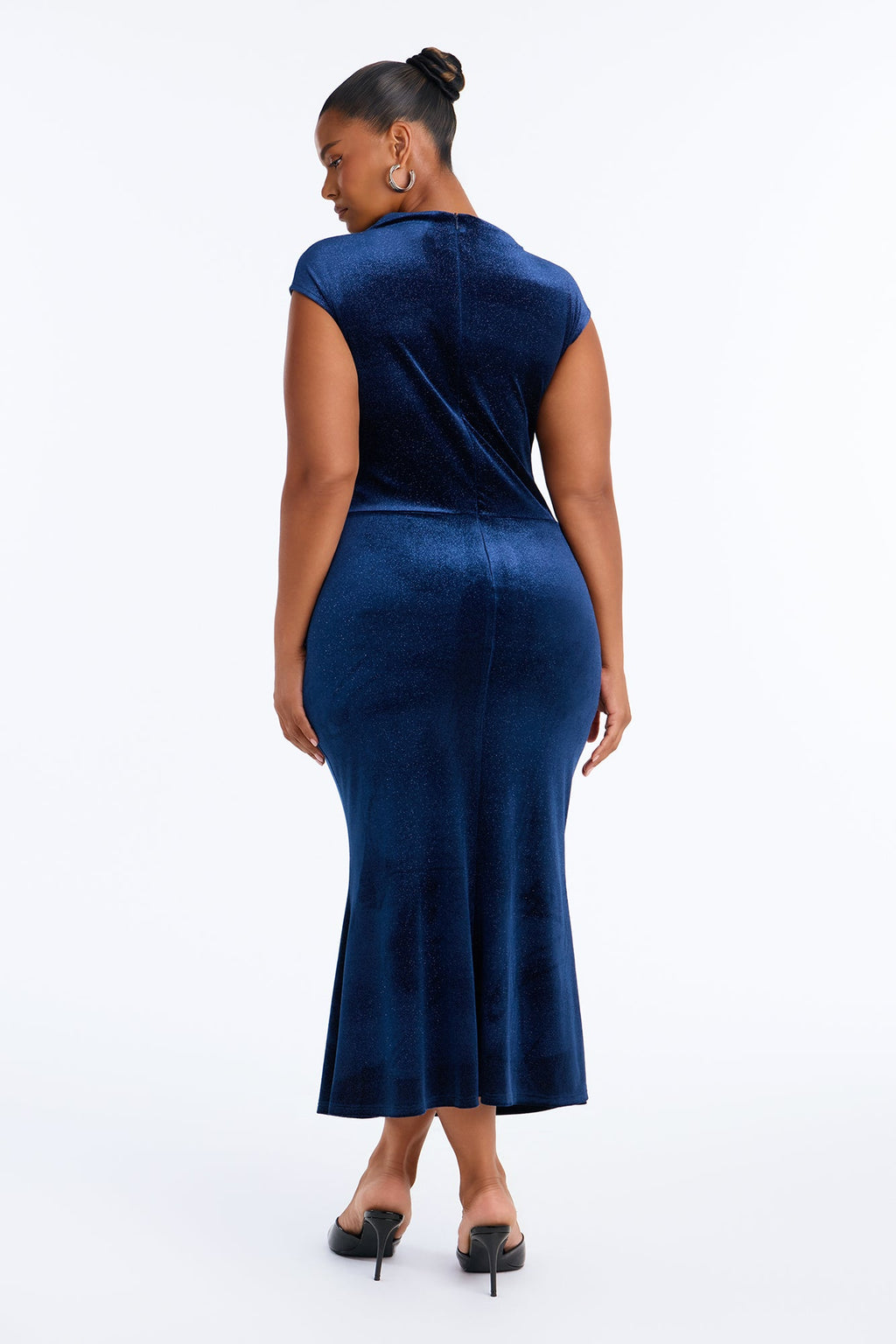Robe mi-longue lisse comme du velours - Bleu