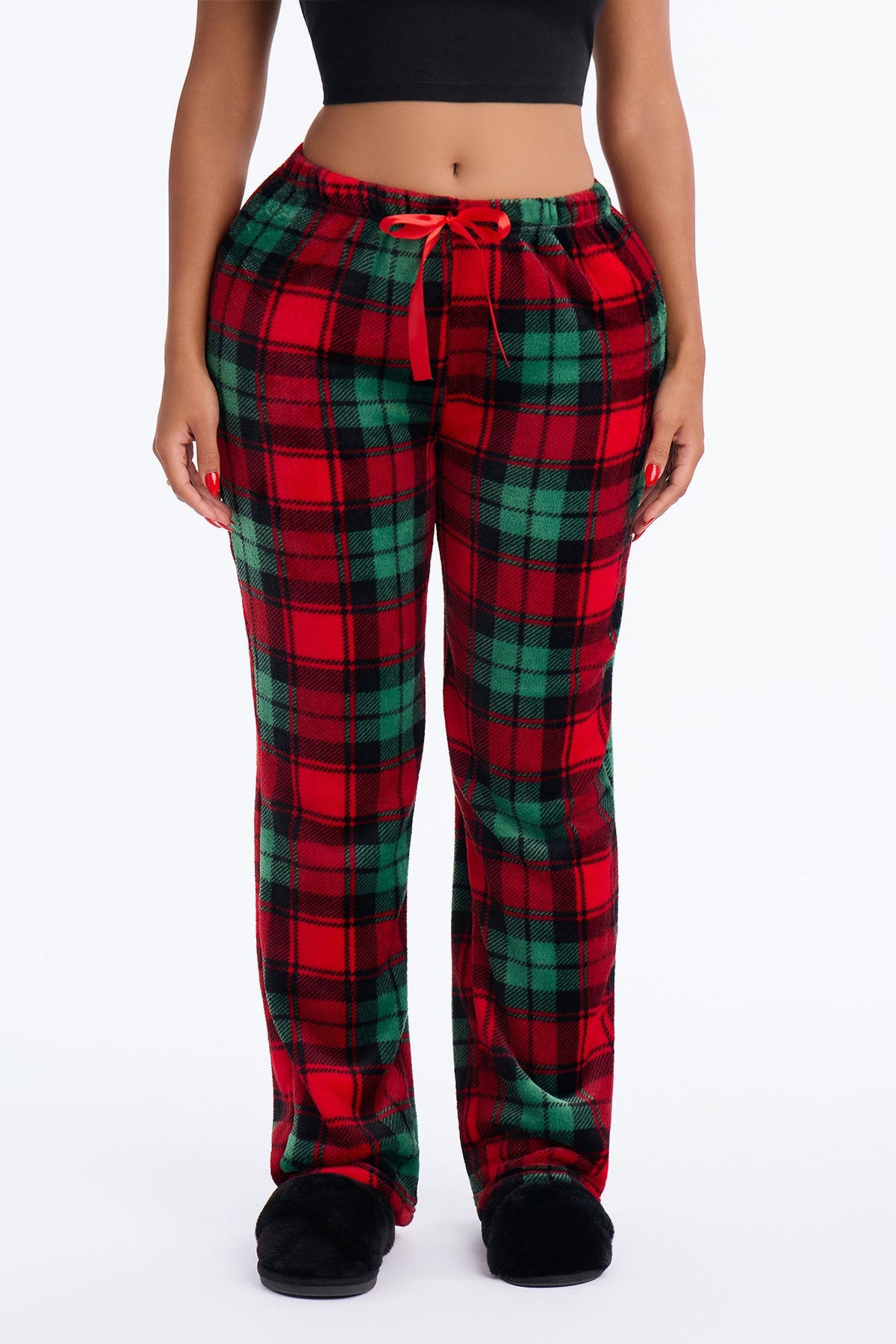 Pantalon de pyjama à carreaux des Fêtes – Vert/combiné