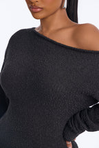 Robe pull longue Upgrade You à manches longues - Charbon