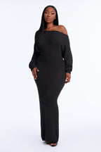 Robe pull longue Upgrade You à manches longues - Charbon