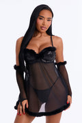 Babydoll Sequin Bébé du Père Noël - Noir