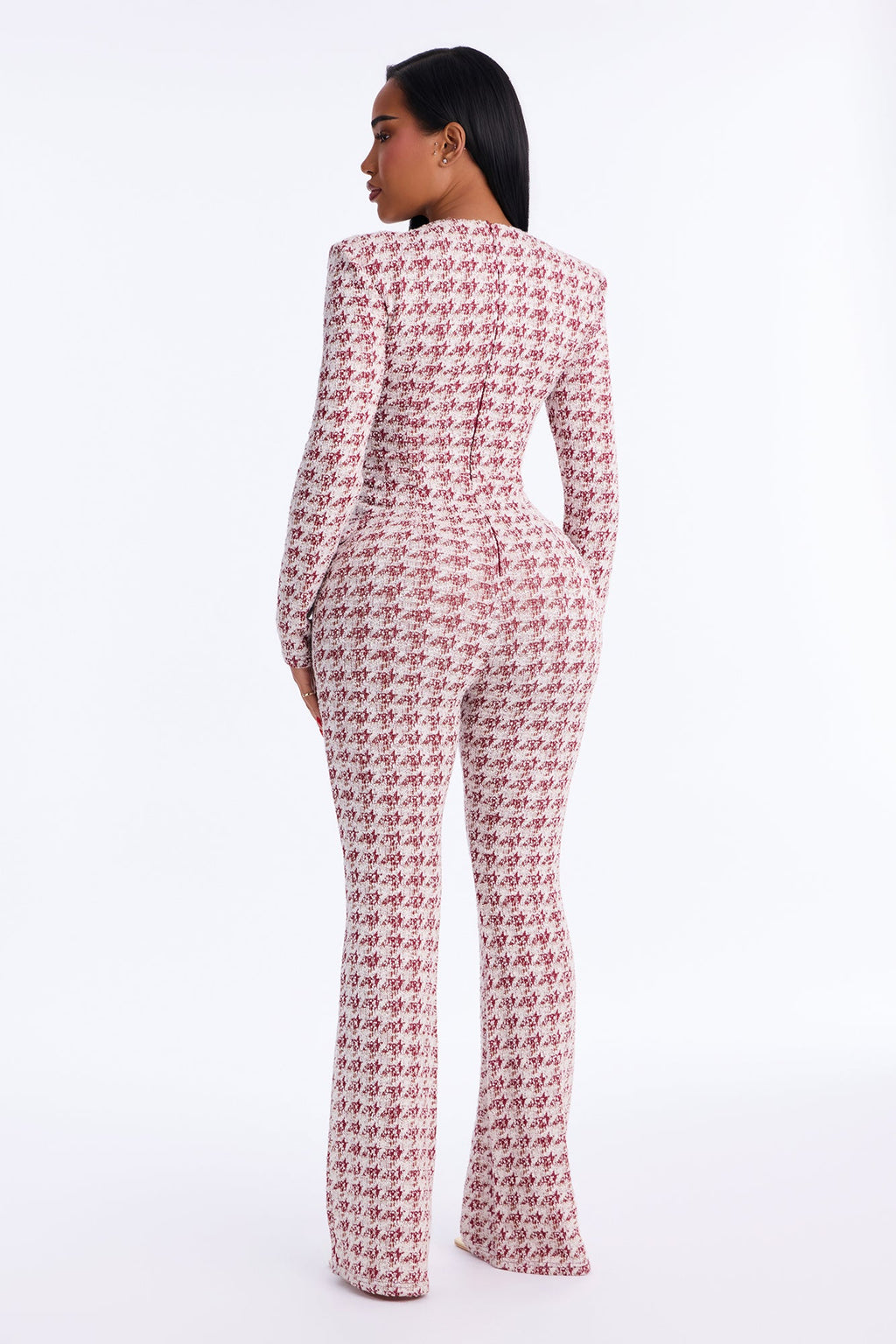 Combinaison pantalon évasé pied-de-poule en promotion - Bordeaux