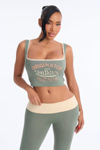 Ensemble de Pyjama Pantalon Évasé en Dentelle Kustom Kulture Von Dutch Original - Olive/Combo