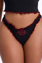 Ensemble 2 pièces caraco Von Dutch Lacy Trim Lettuce Edge - Noir/Rouge