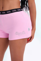 Short boxer Von Dutch à strass - Rose