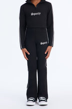 Mini-pantalon évasé brodé "Sporty Girl" - Noir/Blanc