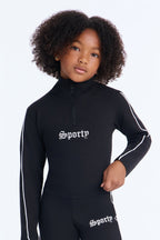 Haut brodé Mini Sporty Girl - Noir/Blanc
