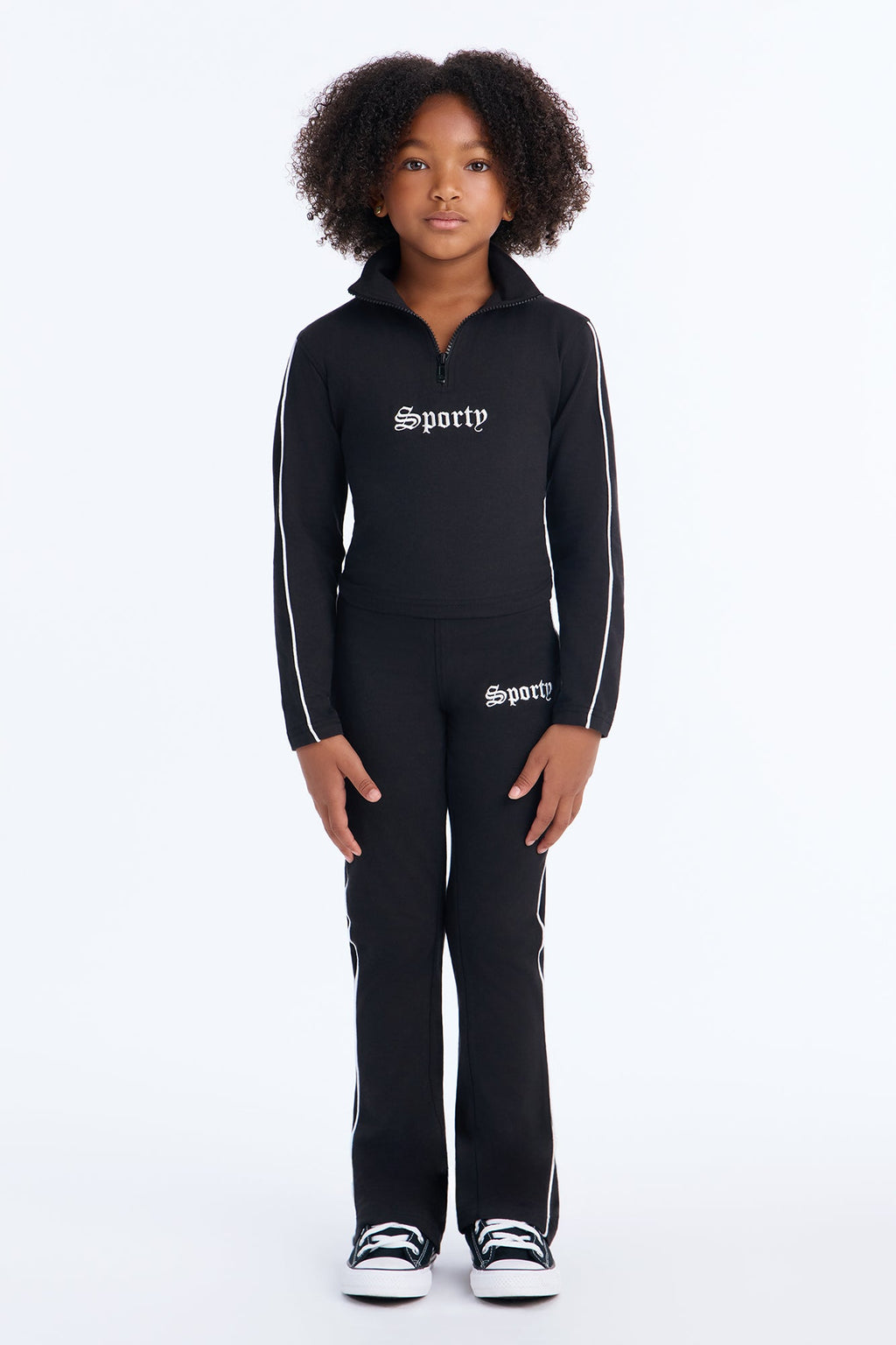 Haut brodé Mini Sporty Girl - Noir/Blanc