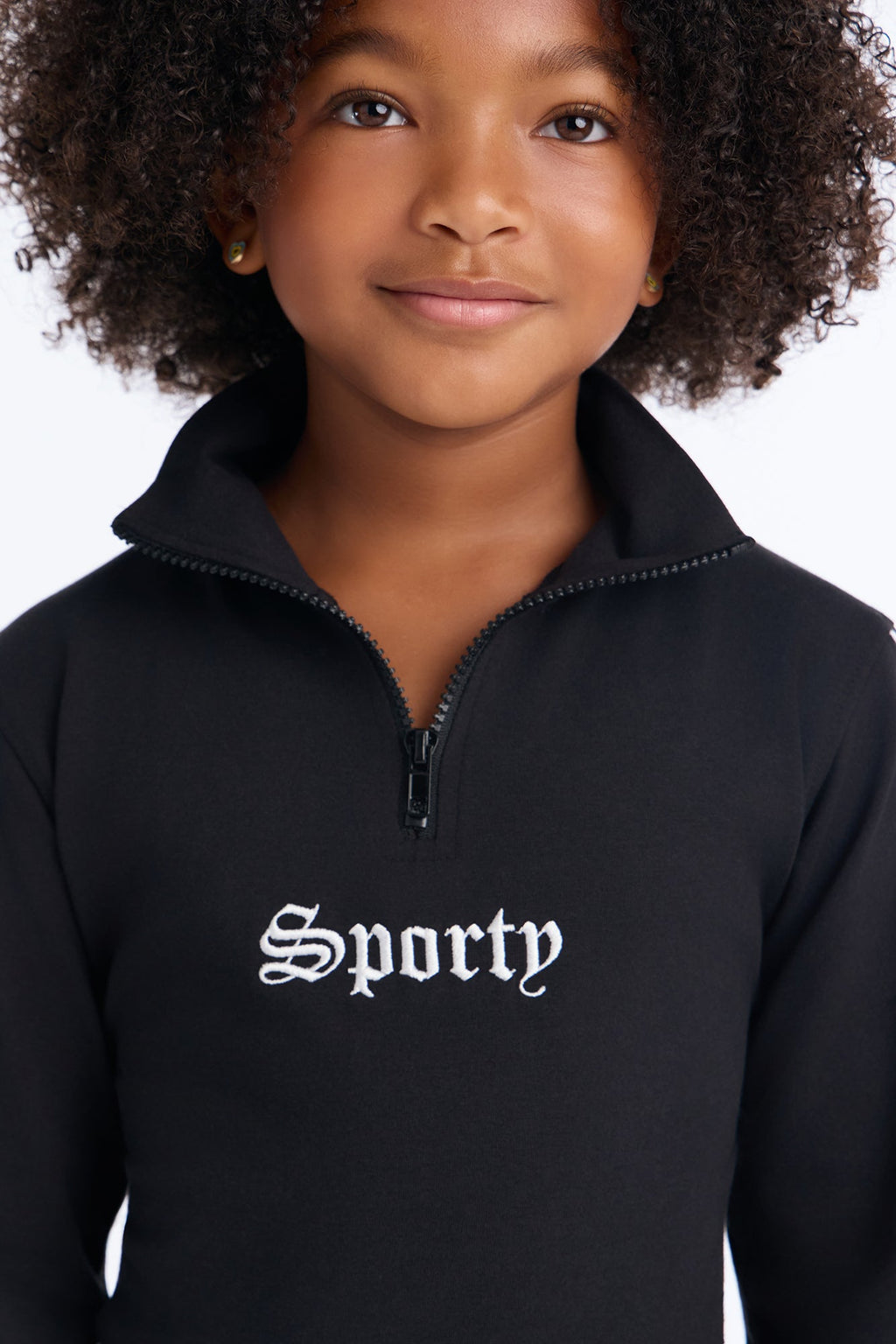 Haut brodé Mini Sporty Girl - Noir/Blanc